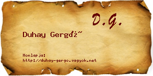 Duhay Gergő névjegykártya